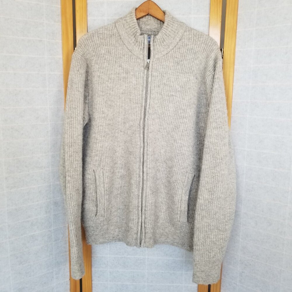 Men's Old Navy Chunky Cardigan Sweater Oatmeal Full Zip Mock Wool Blend Size Med